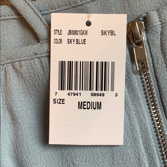 NEW Short Sky Blue Scalloped Dress with Pockets - Picture 3 of 3